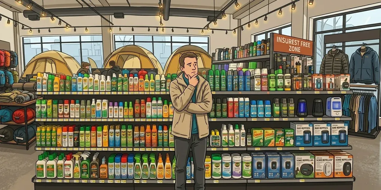 アウトドアショップに並ぶ虫除けグッズ